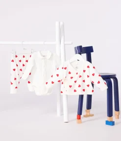 Petit Bateau Sets, Overalls & Latzhosen|Newborn*3-teiliges Baby-Set aus Baumwolle mit Herzmotiv weiss MARSHMALLOW/ROT TERKUIT