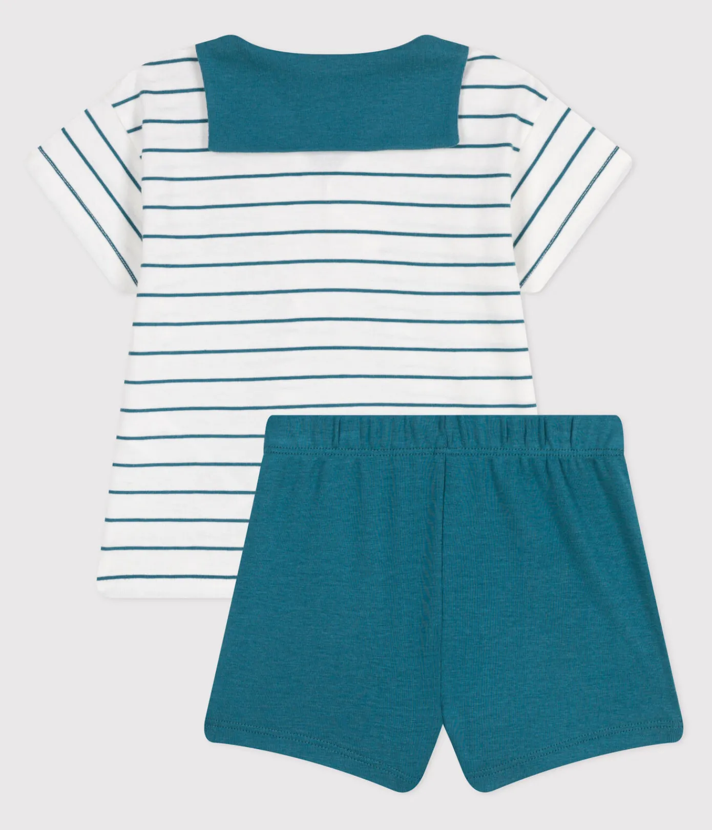 Petit Bateau Sets, Overalls & Latzhosen*2-teiliges Baby-Set aus Baumwolle, gestreiftes T-Shirt und einfarbige Shorts grün MARSHMALLOW/ DRAGONFLY