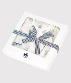 Petit Bateau Schlafanzüge, Strampler|Newborn*3-teiliges Baby-Set aus Baumwolle weiss MARSHMALLOW/grau GRIS