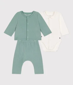 Petit Bateau Sets, Overalls & Latzhosen|Newborn*3-teiliges Baby-Set aus Nicki grün PAUL