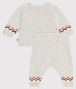 Petit Bateau Sets, Overalls & Latzhosen|Newborn*2-teiliges Baby-Set aus Wollstrick mit beige MONTELIMAR/weiss MULTICO