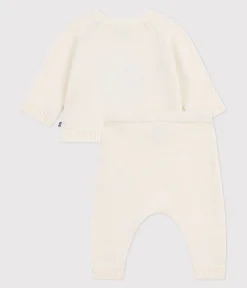Petit Bateau Sets, Overalls & Latzhosen|Newborn*2-teiliges Baby-Set aus Wollstrick mit Pinguin-Motiv weiss MARSHMALLOW/weiss MULTICO