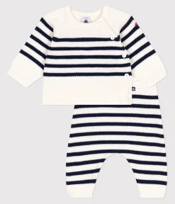 Petit Bateau Sets, Overalls & Latzhosen|Newborn*2-teiliges Baby-Set aus Wollstrick mit Matrosenstreifen blau MARSHMALLOW/ SOIR