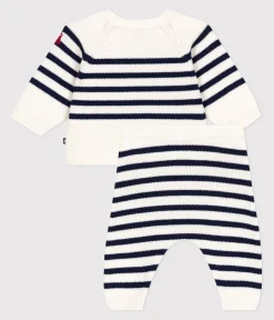 Petit Bateau Sets, Overalls & Latzhosen|Newborn*2-teiliges Baby-Set aus Wollstrick mit Matrosenstreifen blau MARSHMALLOW/ SOIR