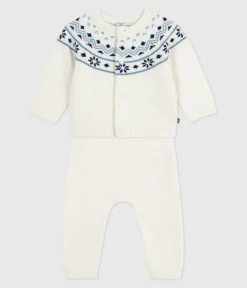 Petit Bateau Sets, Overalls & Latzhosen|Newborn*2-teiliges Baby-Set Cardigan aus Jacquardstrick blau MARSHMALLOW/ SOIR