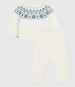 Petit Bateau Sets, Overalls & Latzhosen|Newborn*2-teiliges Baby-Set Cardigan aus Jacquardstrick blau MARSHMALLOW/ SOIR