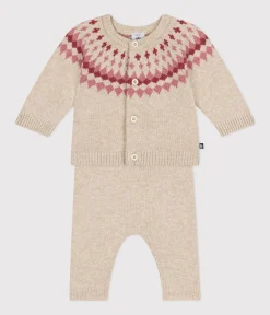 Petit Bateau Sets, Overalls & Latzhosen|Newborn*2-teiliges Baby-Strickset rosa AVALANCHE/ ROSEWOOD