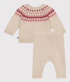 Petit Bateau Sets, Overalls & Latzhosen|Newborn*2-teiliges Baby-Strickset rosa AVALANCHE/ ROSEWOOD