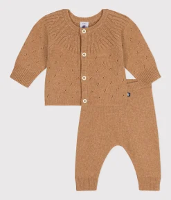 Petit Bateau Sets, Overalls & Latzhosen|Newborn*2-teiliges Baby-Strickset braun CUIVRE