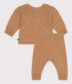 Petit Bateau Sets, Overalls & Latzhosen|Newborn*2-teiliges Baby-Strickset braun CUIVRE