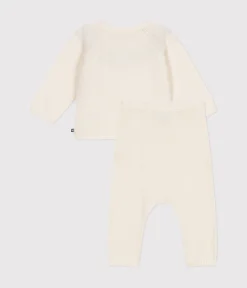 Petit Bateau Sets, Overalls & Latzhosen|Newborn*2-teiliges Baby-Strickset weiss MARSHMALLOW/ROT