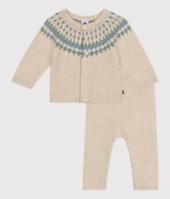 Petit Bateau Sets, Overalls & Latzhosen|Newborn*2-teiliges Baby-Strickset weiss AVALANCHE/ MULTICO