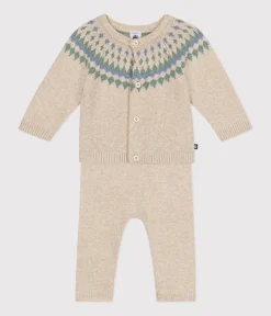 Petit Bateau Sets, Overalls & Latzhosen|Newborn*2-teiliges Baby-Strickset weiss AVALANCHE/ MULTICO