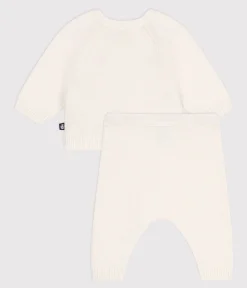 Petit Bateau Sets, Overalls & Latzhosen|Newborn*2-teiliges Baby-Strickset mit gestickten Herzen ROT MARSHMALLOW/ POMPEI