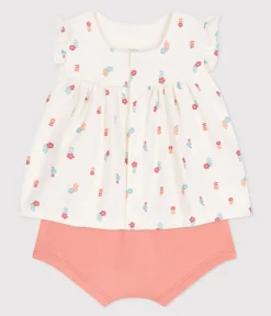 Petit Bateau Sets, Overalls & Latzhosen|Newborn*2-teiliges Newborn-Set aus Baumwolle mit Rüschenbluse weiss MARSHMALLOW/weiss MULTICO