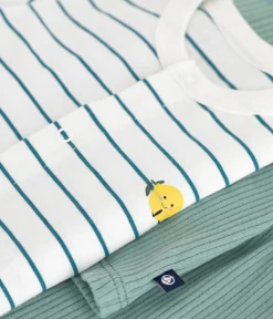 Petit Bateau Sets, Overalls & Latzhosen|Newborn*3-teiliges Newborn-Set aus Baumwolle mit einem zitronengelb gestreiften T-Shirt PAUL/ MULTICO