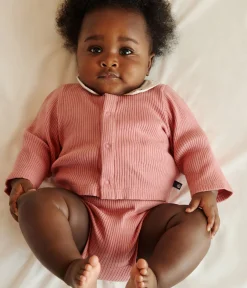 Petit Bateau Sets, Overalls & Latzhosen|Newborn*3-teiliges Newborn-Set aus Baumwolle und T-Shirt mit besticktem Kragen rosa ROSEWOOD/ MULTICO