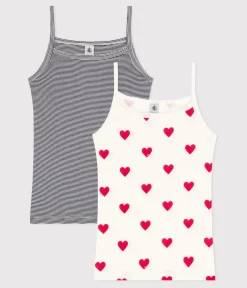 Petit Bateau Alle Tanktops|Das Ikonische (Slim)*Trägerhemden aus Baumwolle mit Herz- und Streifenmotiv im 2er-Set für Damen. variante 1