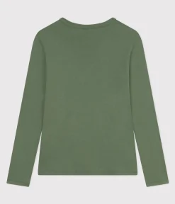 Petit Bateau Alle Langarmshirts|Das Ikonische (Slim)*T-Shirt L’ICONIQUE aus Baumwolle mit rundem Ausschnitt für Damen grün CROCO