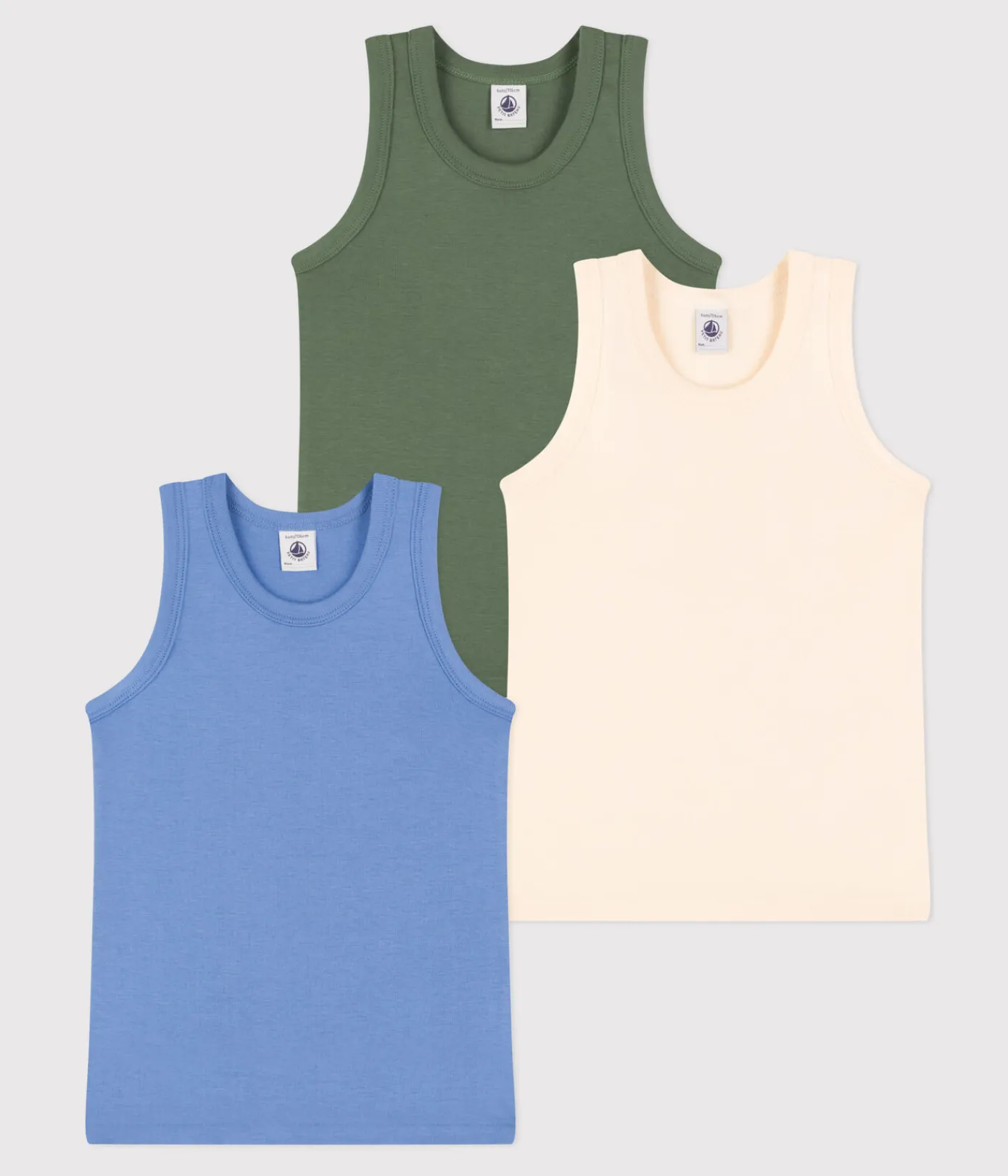 Petit Bateau Unterhemden, Tanktops|T-Shirts, Poloshirts, Hemden*Unifarbene Kinder-Tanktops aus Baumwolle im 3er-Set variante 1