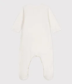 Petit Bateau Schlafanzüge, Strampler|Newborn*UNISEX-BODYJAMA AUS SAMT weiss MARSHMALLOW