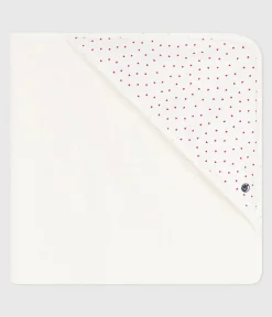 Petit Bateau Badetücher, Badecapes​|Newborn*Viereckiges Baby-Badetuch aus Baumwolle weiss MARSHMALLOW/ROT TERKUIT