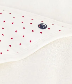 Petit Bateau Badetücher, Badecapes​|Newborn*Viereckiges Baby-Badetuch aus Baumwolle weiss MARSHMALLOW/ROT TERKUIT