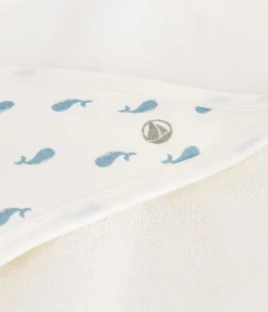 Petit Bateau Badetücher, Badecapes​|Newborn*Viereckiges Baby-Badetuch aus Baumwolle MARSHMALLOW/ ADRIATIC