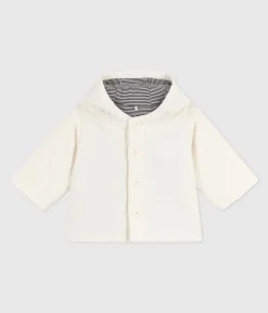 Petit Bateau Jacken, Anoraks|Newborn*Wattierte Baby-Jacke aus besticktem Fein-Cord mit Ringelstreifen-Futter naturfarben MILK