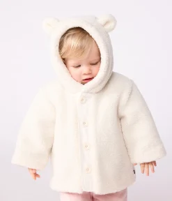 Petit Bateau Jacken, Anoraks*Wattierter Baby-Mantel mit Kapuze aus Sherpa naturfarben MILK