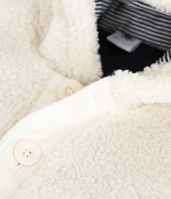 Petit Bateau Jacken, Anoraks*Wattierter Baby-Mantel mit Kapuze aus Sherpa naturfarben MILK