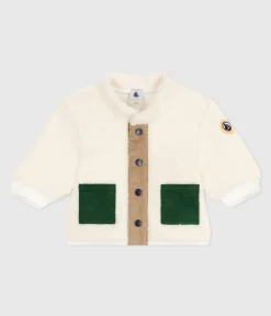 Petit Bateau Jacken, Anoraks*Wattierter Baby-Mantel mit Kapuze aus Sherpa MILK/ MULTICO