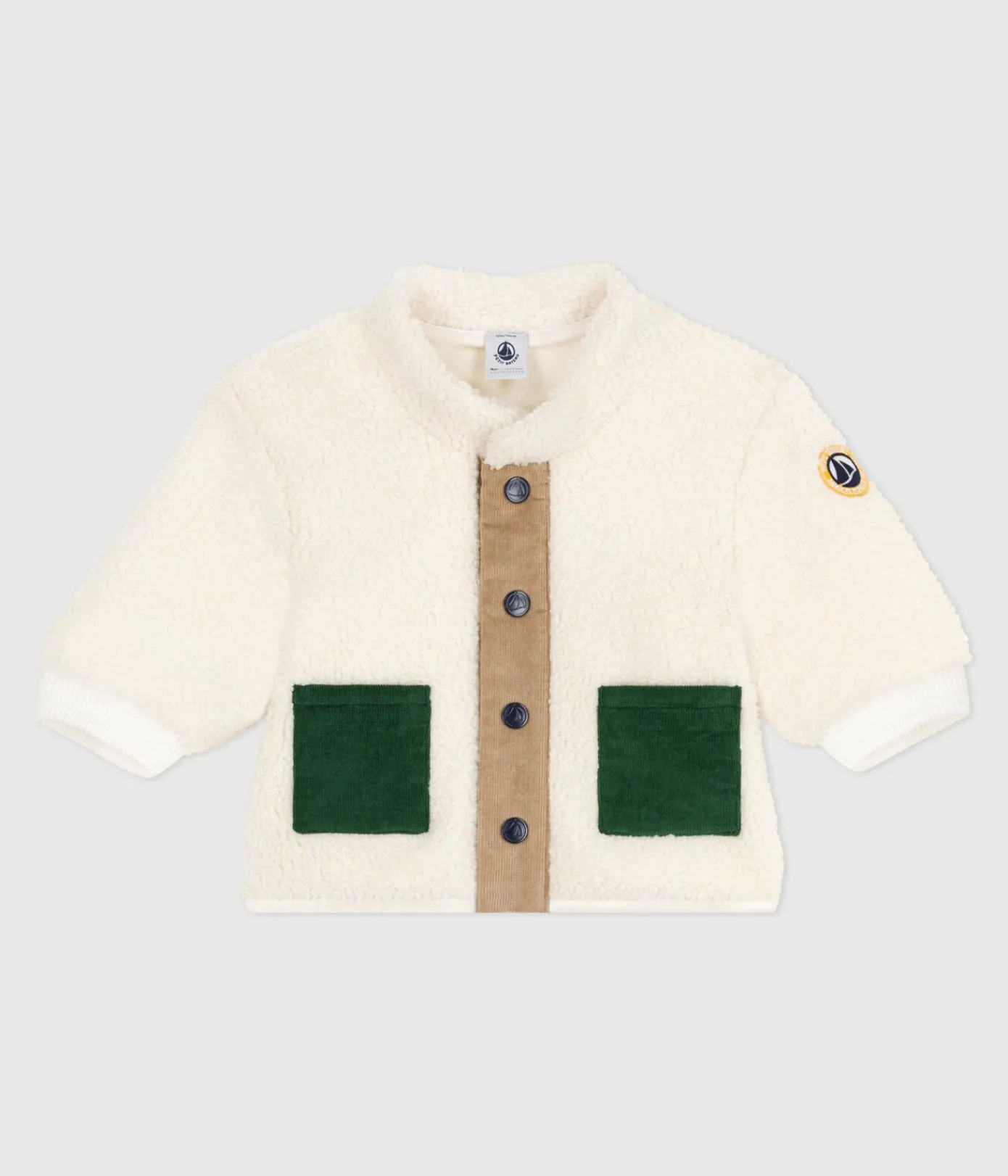 Petit Bateau Jacken, Anoraks*Wattierter Baby-Mantel mit Kapuze aus Sherpa MILK/ MULTICO