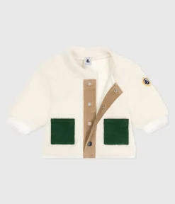 Petit Bateau Jacken, Anoraks*Wattierter Baby-Mantel mit Kapuze aus Sherpa MILK/ MULTICO