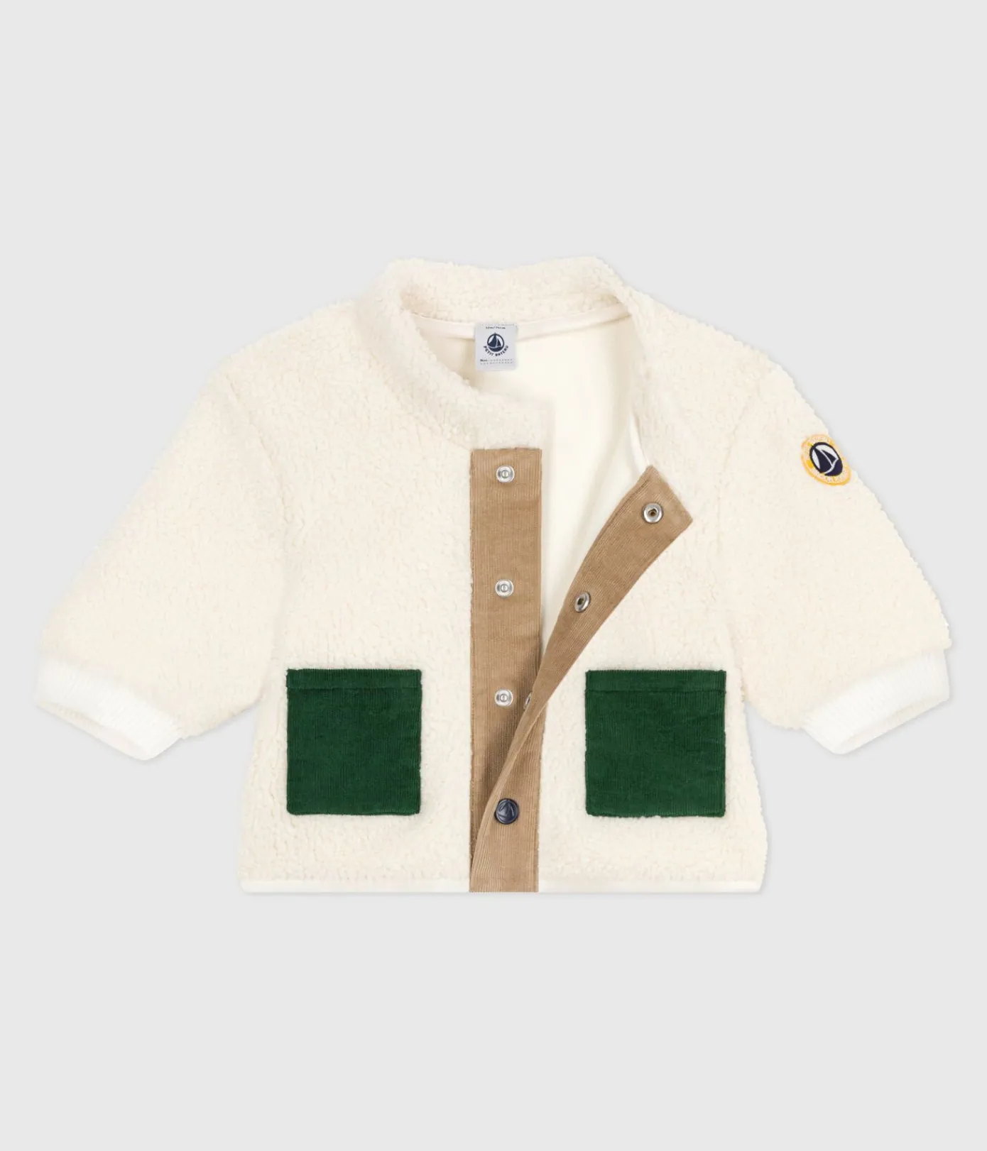 Petit Bateau Jacken, Anoraks*Wattierter Baby-Mantel mit Kapuze aus Sherpa MILK/ MULTICO