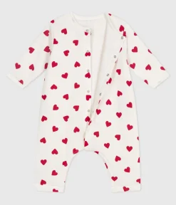 Petit Bateau Sets, Overalls & Latzhosen|Newborn*Wattierter Baby-Overall aus Baumwolle mit Herzmotiv weiss MARSHMALLOW/ROT TERKUIT