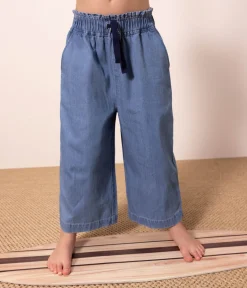 Petit Bateau Shorts, Hosen, Leggings*Weite Kinderhose aus leichtem Denim für Mädchen blau DENIM CLAIR