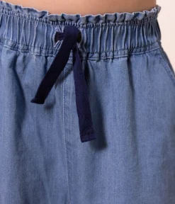 Petit Bateau Shorts, Hosen, Leggings*Weite Kinderhose aus leichtem Denim für Mädchen blau DENIM CLAIR