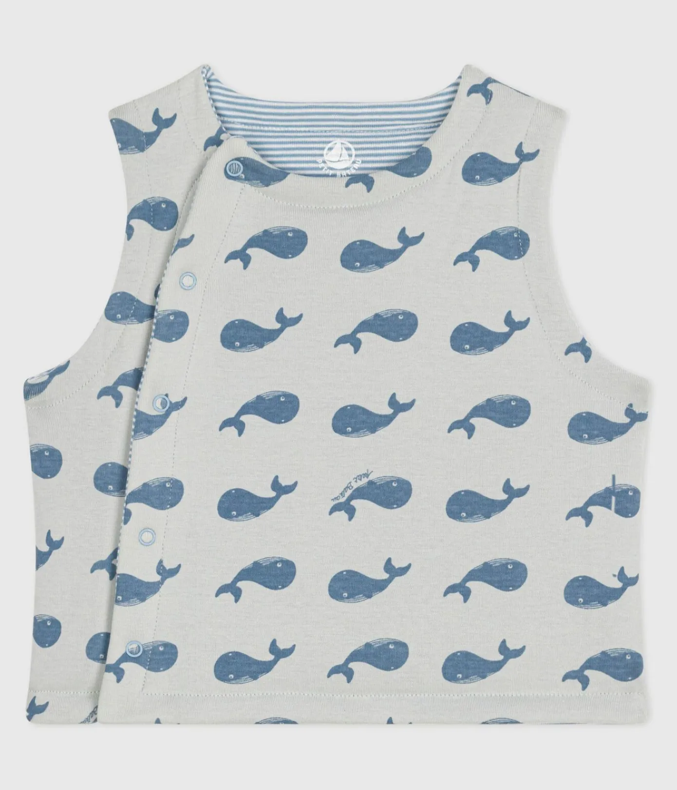 Petit Bateau Pullover, Cardigans*Wendbare Baby-Weste aus Baumwolle mit Walmotiv CO2/ ADRIATIC