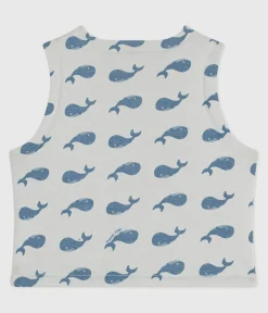 Petit Bateau Pullover, Cardigans*Wendbare Baby-Weste aus Baumwolle mit Walmotiv CO2/ ADRIATIC