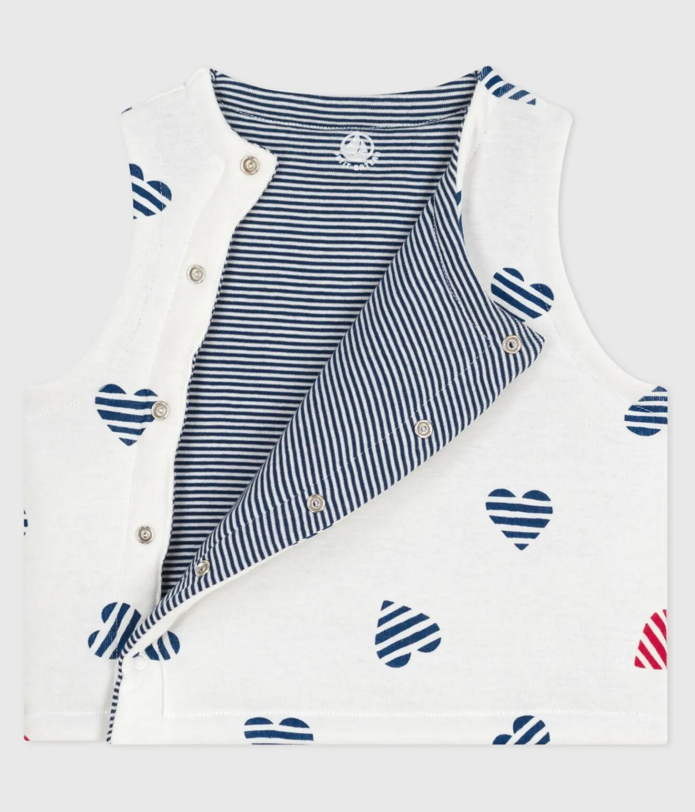 Petit Bateau Pullover, Cardigans*Wendbare Baby-Weste aus bedruckter Baumwolle ROT MARSHMALLOW/ SPI