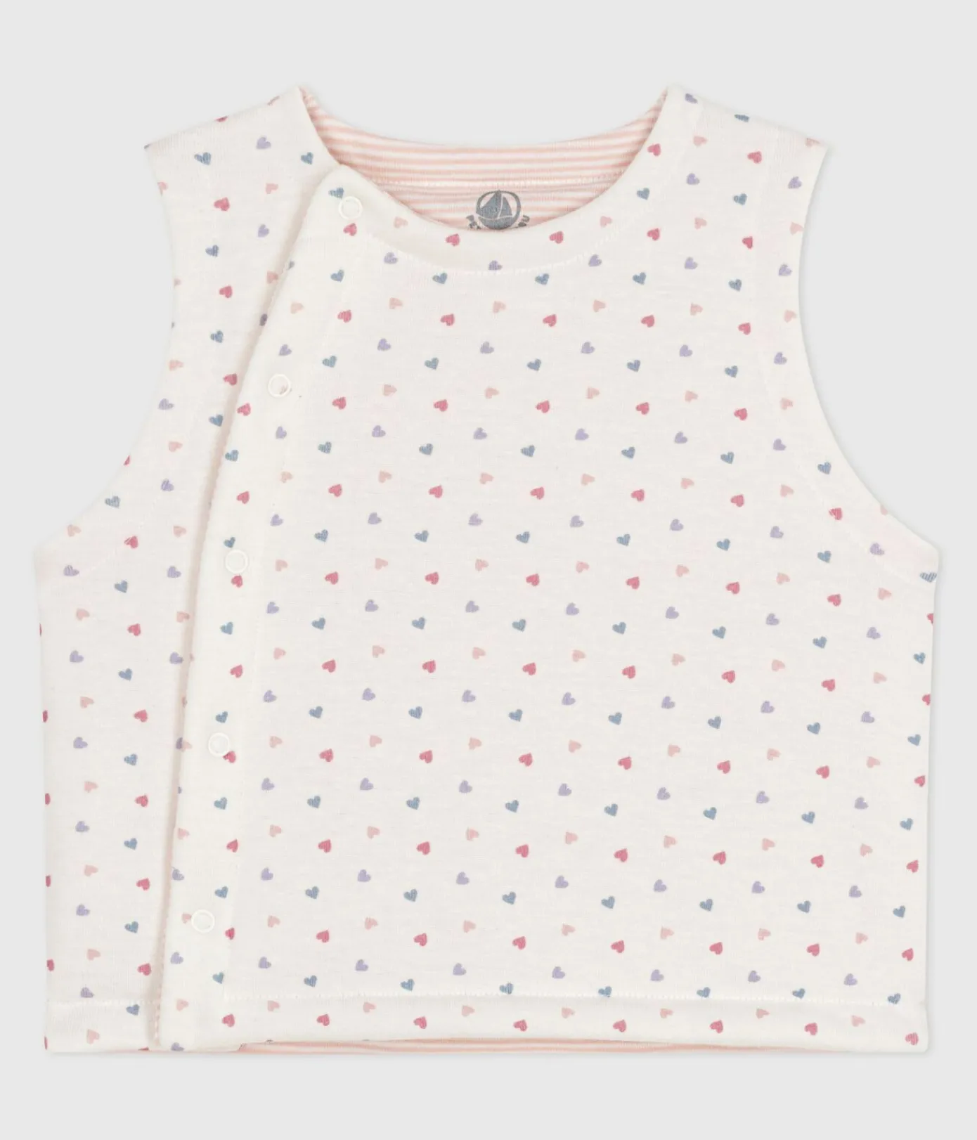 Petit Bateau Pullover, Cardigans*Wendbare Baby-Weste aus bedruckter Baumwolle weiss MARSHMALLOW/weiss MULTICO
