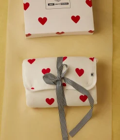 Petit Bateau Lätzchen|Newborn*Wickelunterlage aus Baumwolle für Babys weiss MARSHMALLOW/ROT TERKUIT